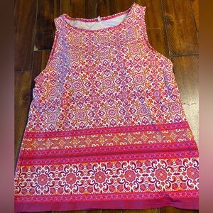 Lands’ End Tankini Top 16 Pink Orange Floral Tummy Control Swim